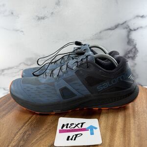 Salomon Men's Blue and Black Athletic Shoes with Orange Outsole